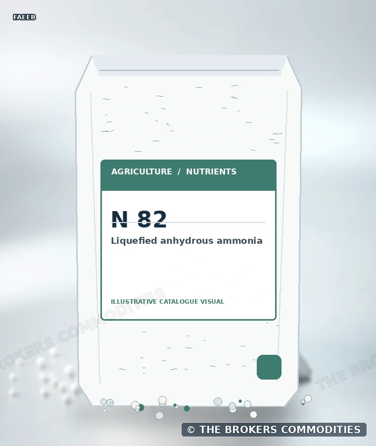 Amônia anidra liquefeita · N 82 — Ilustração da formulação para identificação visual; não representa embalagem, estoque ou lote disponível.