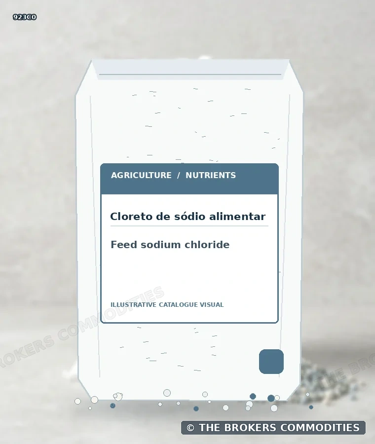 Cloreto de sódio alimentar — Ilustração da formulação para identificação visual; não representa embalagem, estoque ou lote disponível.