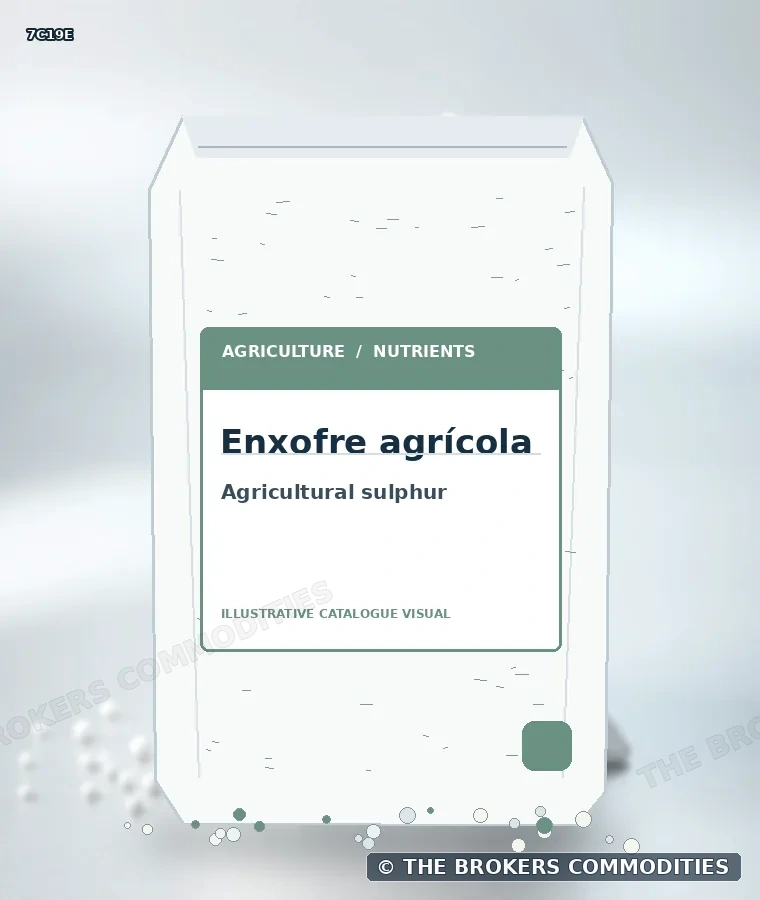 Enxofre agrícola — Ilustração da formulação para identificação visual; não representa embalagem, estoque ou lote disponível.