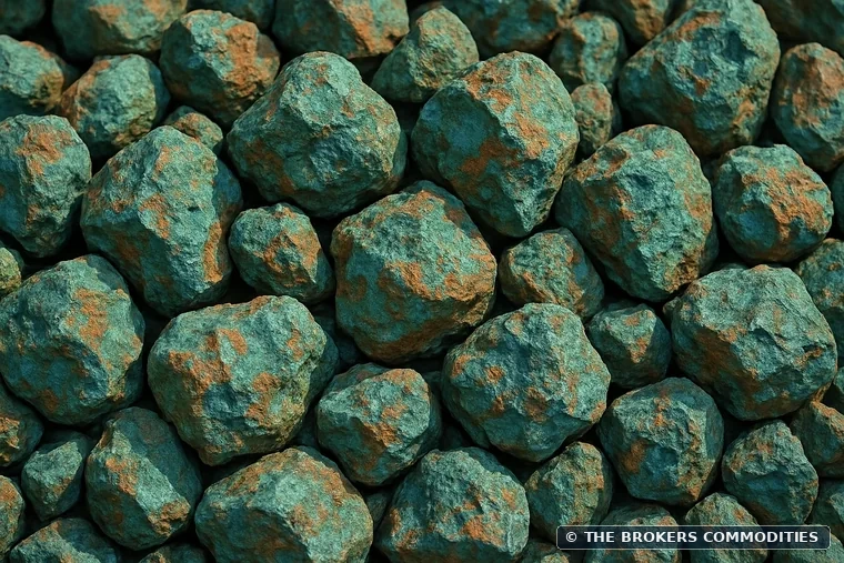 Minério de cobre — Foto do catálogo atual, ilustrativa; não identifica um lote.